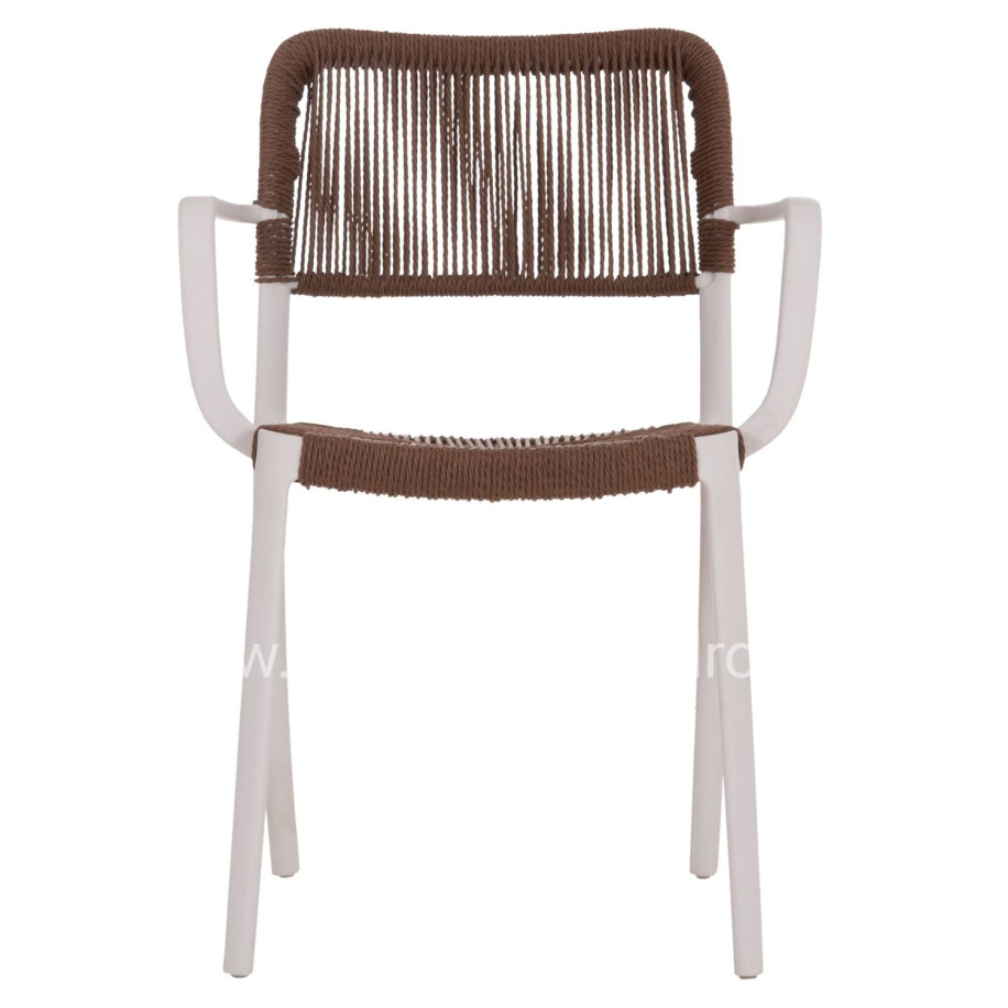 OUTDOOR DINING CHAIR STRIDER HM6391.01 WHITE POLYPROPYLENE--BROWN ROPE 57x53x80Hcm.