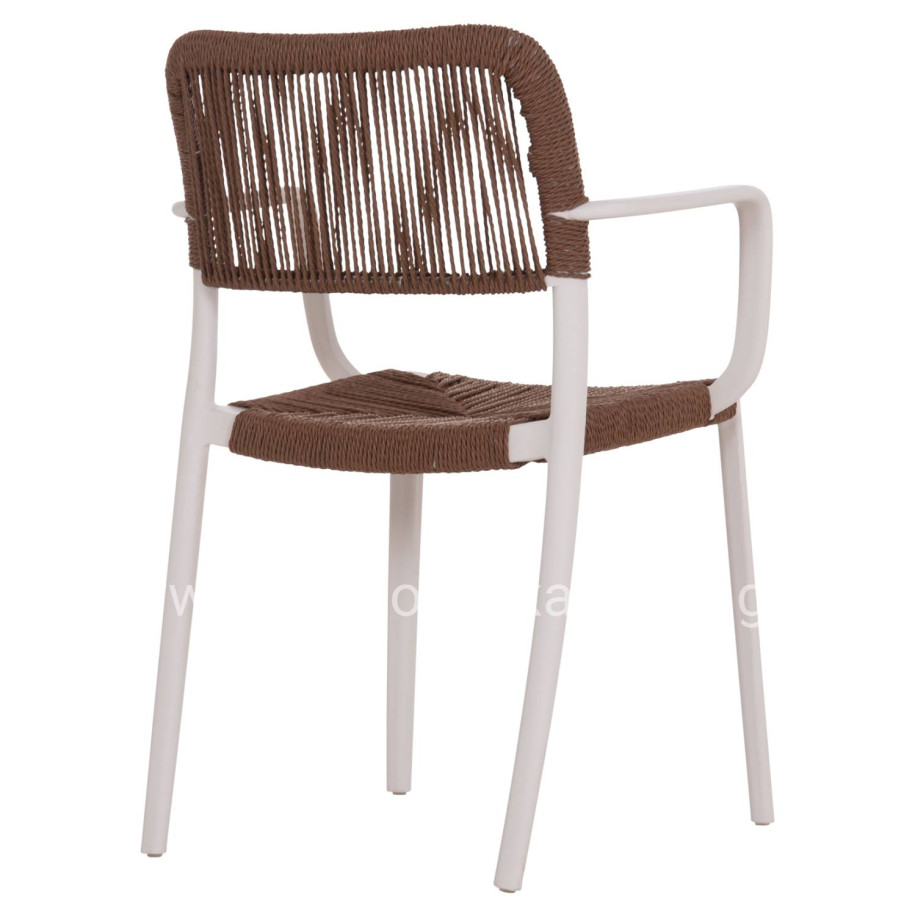 OUTDOOR DINING CHAIR STRIDER HM6391.01 WHITE POLYPROPYLENE--BROWN ROPE 57x53x80Hcm.