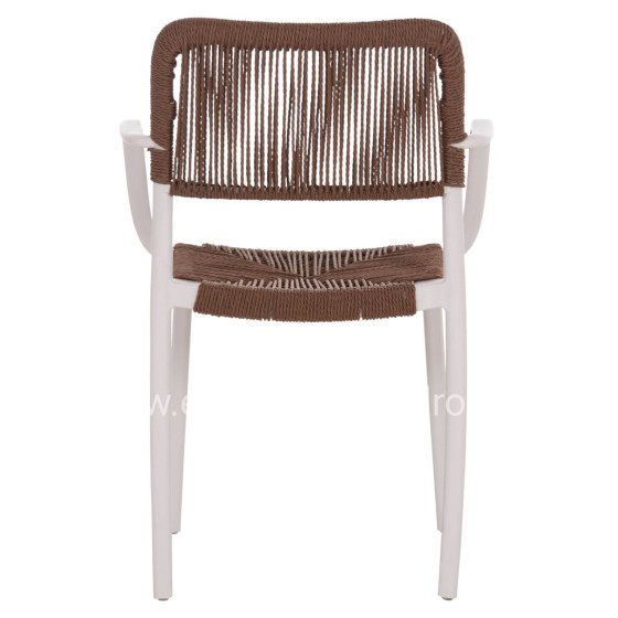 OUTDOOR DINING CHAIR STRIDER HM6391.01 WHITE POLYPROPYLENE--BROWN ROPE 57x53x80Hcm.