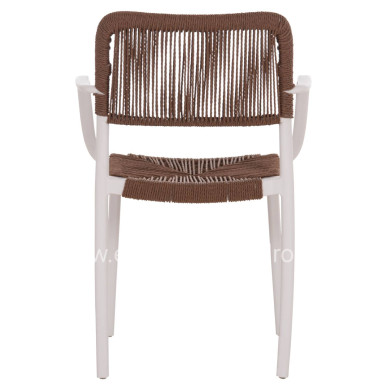 OUTDOOR DINING CHAIR STRIDER HM6391.01 WHITE POLYPROPYLENE--BROWN ROPE 57x53x80Hcm.