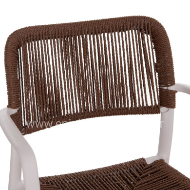 OUTDOOR DINING CHAIR STRIDER HM6391.01 WHITE POLYPROPYLENE--BROWN ROPE 57x53x80Hcm.