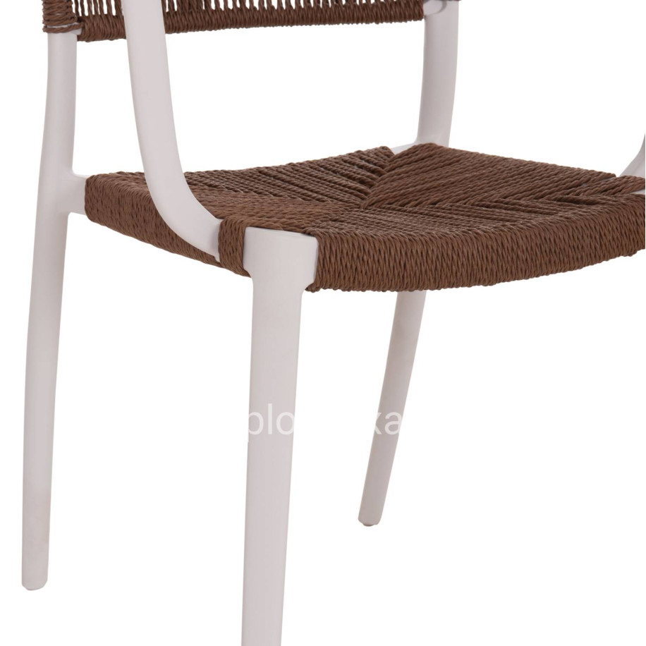 OUTDOOR DINING CHAIR STRIDER HM6391.01 WHITE POLYPROPYLENE--BROWN ROPE 57x53x80Hcm.