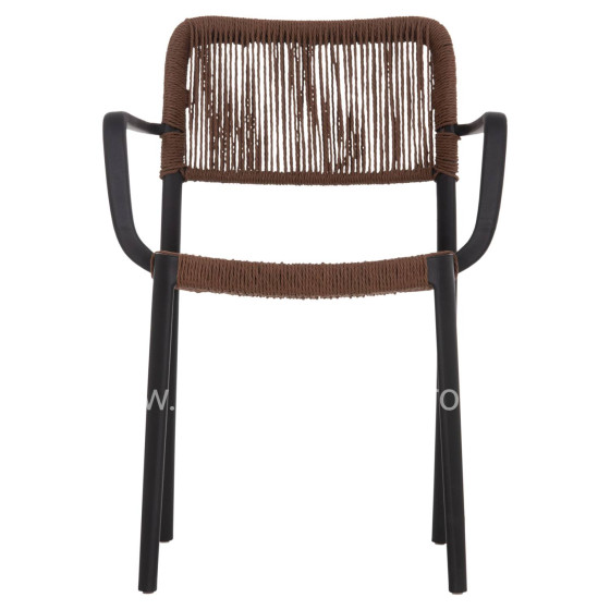 OUTDOOR DINING CHAIR STRIDER HM6391.02 BLACK POLYPROPYLENE--BROWN ROPE 57x53x80Hcm.
