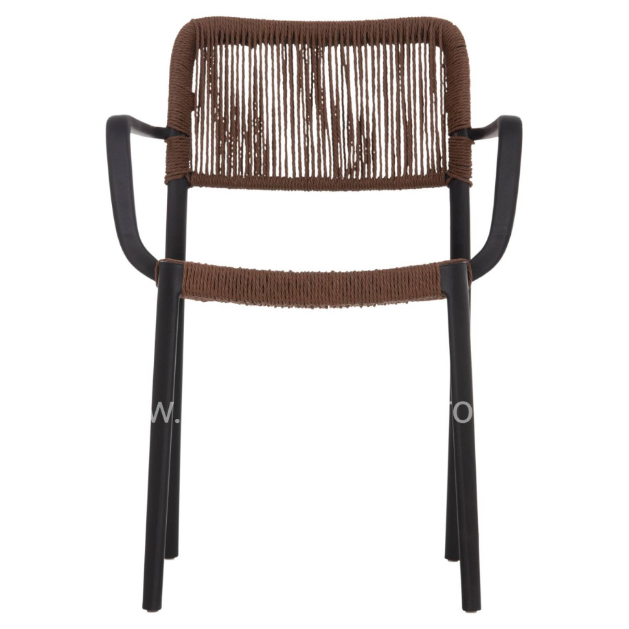 OUTDOOR DINING CHAIR STRIDER HM6391.02 BLACK POLYPROPYLENE--BROWN ROPE 57x53x80Hcm.