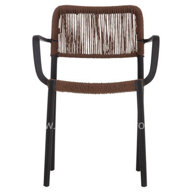 OUTDOOR DINING CHAIR STRIDER HM6391.02 BLACK POLYPROPYLENE--BROWN ROPE 57x53x80Hcm.