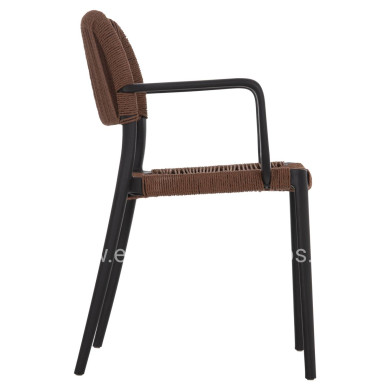 OUTDOOR DINING CHAIR STRIDER HM6391.02 BLACK POLYPROPYLENE--BROWN ROPE 57x53x80Hcm.
