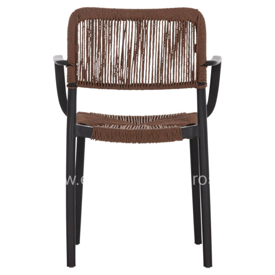 OUTDOOR DINING CHAIR STRIDER HM6391.02 BLACK POLYPROPYLENE--BROWN ROPE 57x53x80Hcm.