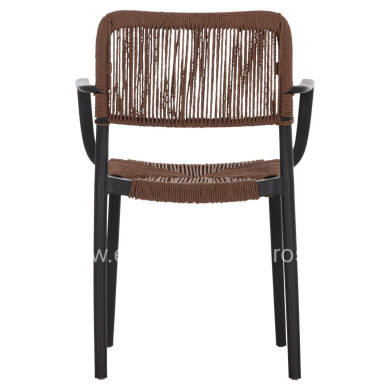 OUTDOOR DINING CHAIR STRIDER HM6391.02 BLACK POLYPROPYLENE--BROWN ROPE 57x53x80Hcm.
