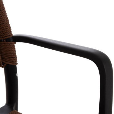 OUTDOOR DINING CHAIR STRIDER HM6391.02 BLACK POLYPROPYLENE--BROWN ROPE 57x53x80Hcm.