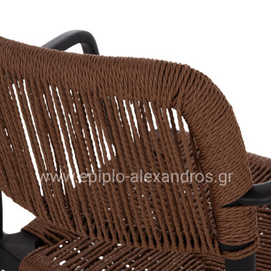 OUTDOOR DINING CHAIR STRIDER HM6391.02 BLACK POLYPROPYLENE--BROWN ROPE 57x53x80Hcm.