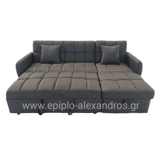 CORNER SOFABED REVERSIBLE NEZU HM3294.01 GREY FABRIC 213x145x83Hcm.