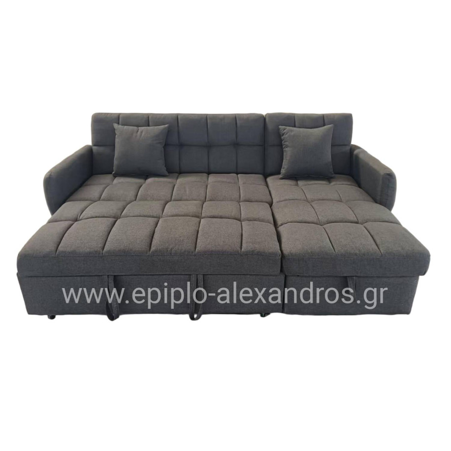 CORNER SOFABED REVERSIBLE NEZU HM3294.01 GREY FABRIC 213x145x83Hcm.