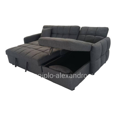 CORNER SOFABED REVERSIBLE NEZU HM3294.01 GREY FABRIC 213x145x83Hcm.