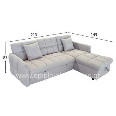 CORNER SOFABED REVERSIBLE NEZU HM3294.02 BEIGE FABRIC 213x145x83Hcm.