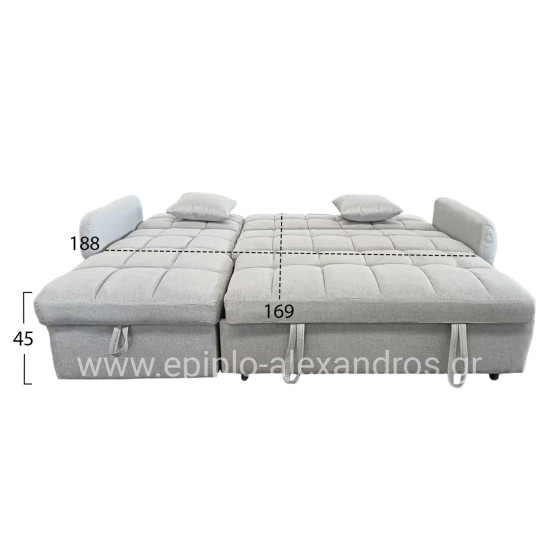 CORNER SOFABED REVERSIBLE NEZU HM3294.02 BEIGE FABRIC 213x145x83Hcm.