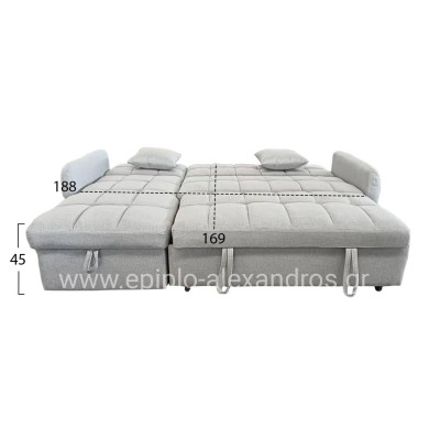 CORNER SOFABED REVERSIBLE NEZU HM3294.02 BEIGE FABRIC 213x145x83Hcm.