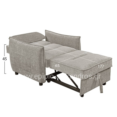 ARMCHAIR-BED ORYN HM3307.03 BEIGE FABRIC 89x85x84Hcm.