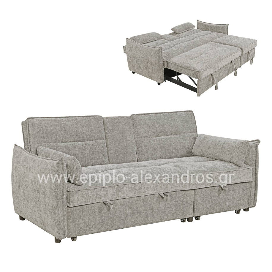 SOFABED 2-SEATER VELAR HM3305.03 BEIGE FABRIC 208x86x85Hcm.