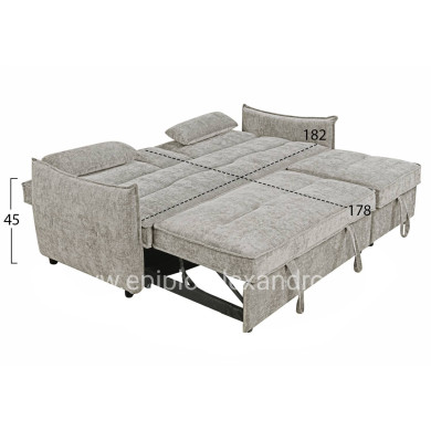 SOFABED 2-SEATER VELAR HM3305.03 BEIGE FABRIC 208x86x85Hcm.