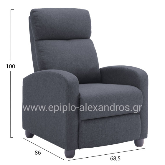 ARMCHAIR WITH PUSH-BACK RELAX MECHANISM DROSEN HM3299.01 GREY FABRIC 68.5x86x100Hcm.