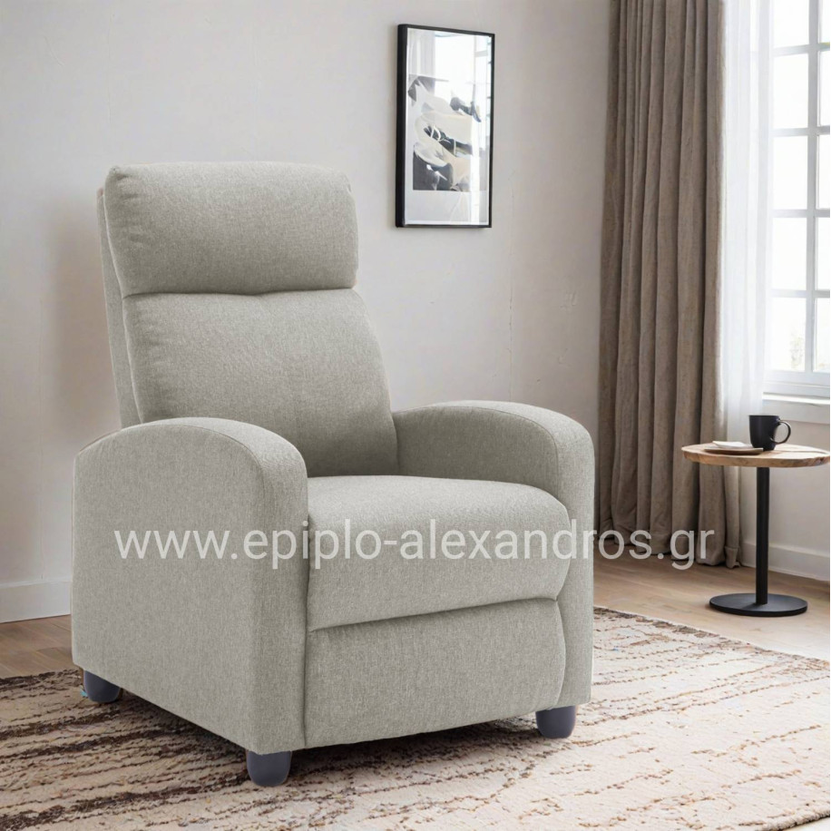 ARMCHAIR WITH PUSH-BACK RELAX MECHANISM DROSEN HM3299.03 BEIGE FABRIC 68.5x86x100Hcm.