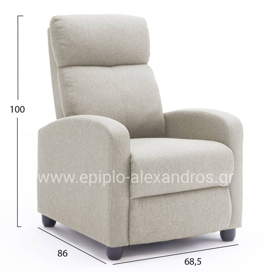 ARMCHAIR WITH PUSH-BACK RELAX MECHANISM DROSEN HM3299.03 BEIGE FABRIC 68.5x86x100Hcm.