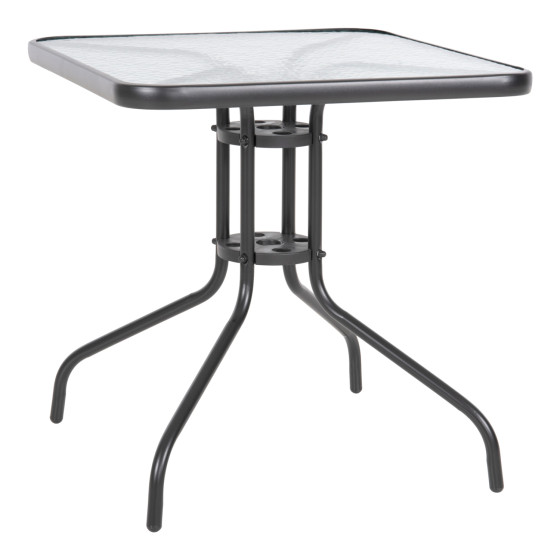 OUTDOOR TABLE SQUARE FIGO HM5036.01 GREY METAL-GLASS TABLETOP 70Χ70Χ72Hcm
