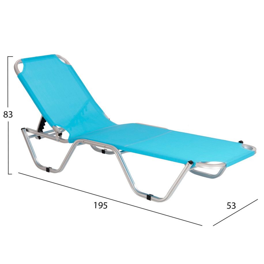 Professional Sunbed Aluminum HM5071.08 Light Blue 60x195x30 cm