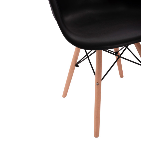 Armchair with wooden legs and black seat Mirto HM005.02 64x60x81 cm