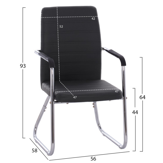 Conference chair HM1021.01 With arms and black PU 54x60x94 cm