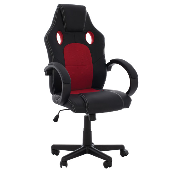 Office chair gaming bucket HM1041.01 black pu with red mesh fabric 60x68x117