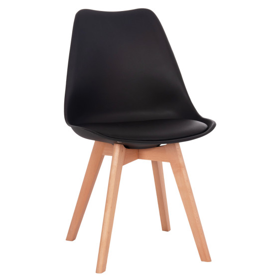 Chair Vegas HM0033.02 wooden legs-black seat 48x49x81Η cm
