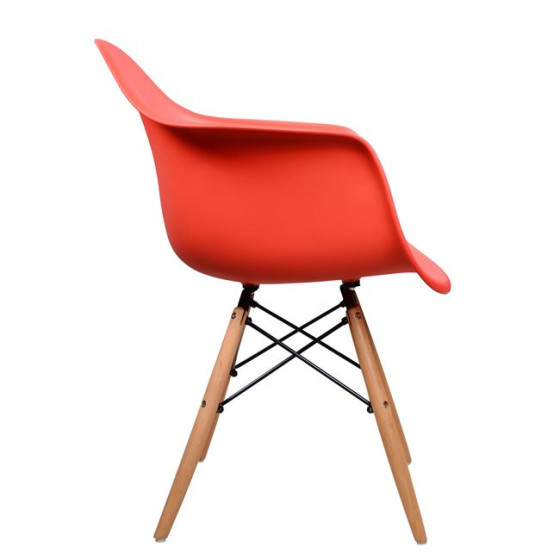 Armchair with wooden legs and red seat Mirto HM005.04 64x60x81 cm