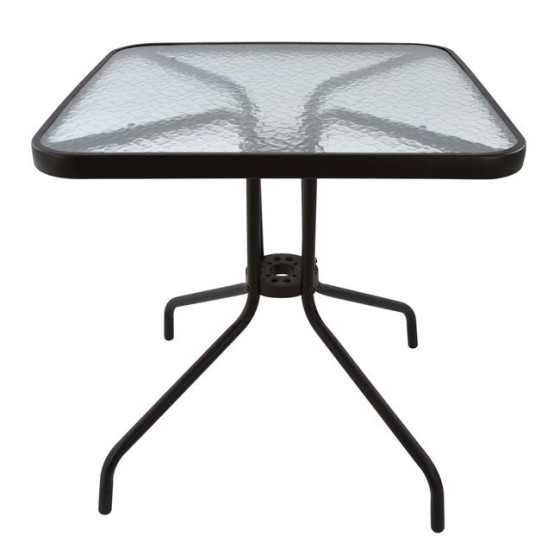 OUTDOOR TABLE SQUARE FIGO HM5036.02 BROWN METAL-GLASS TABLETOP 70Χ70Χ72Hcm