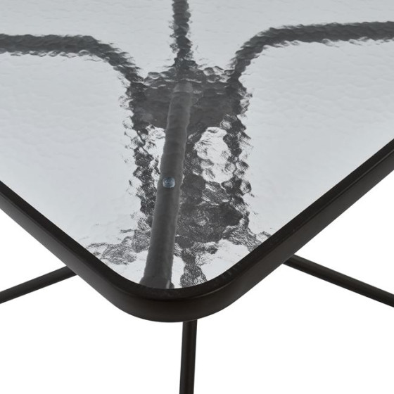 OUTDOOR TABLE SQUARE FIGO HM5036.02 BROWN METAL-GLASS TABLETOP 70Χ70Χ72Hcm