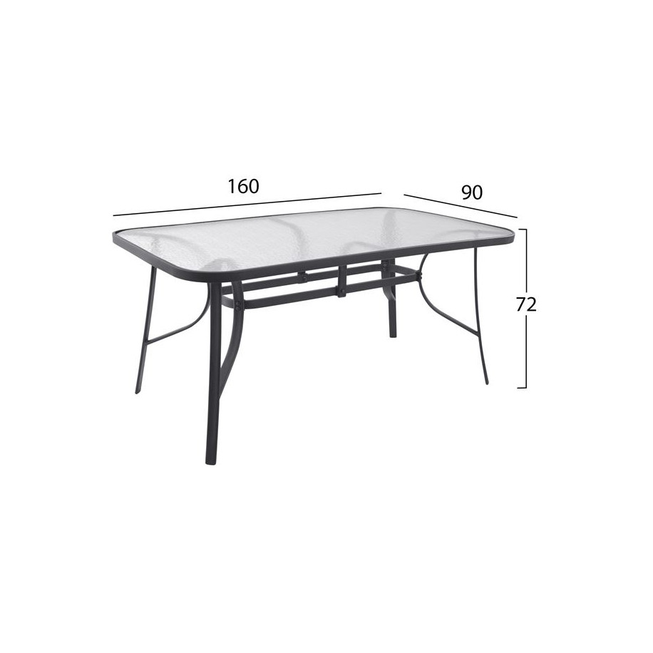 Table Bruno Metallic Grey 160Χ90Χ72 HM5074.01