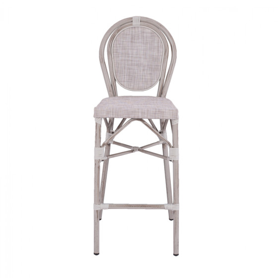 Stool Aluminum Bamboo Look White patina with textline HM5110 47x61x115cm