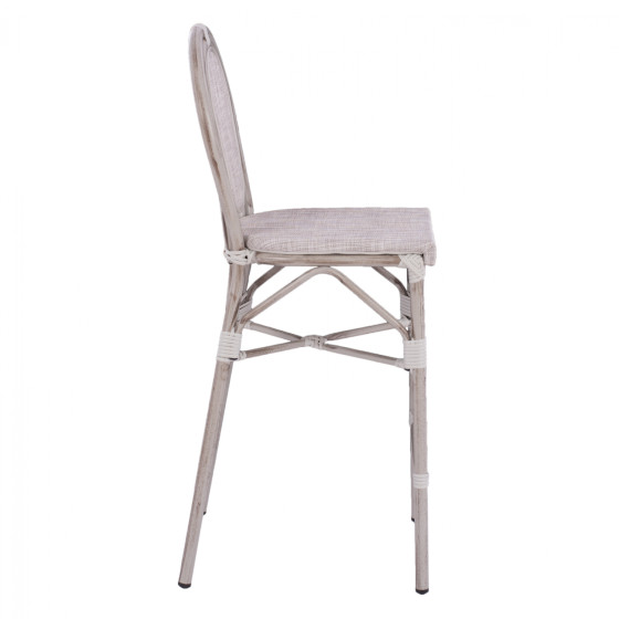 Stool Aluminum Bamboo Look White patina with textline HM5110 47x61x115cm