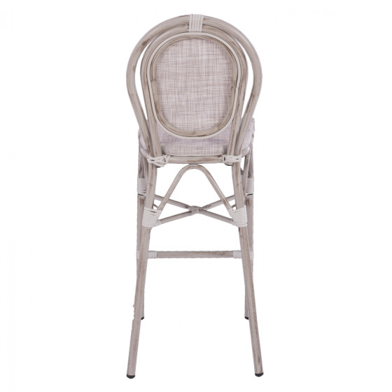 Stool Aluminum Bamboo Look White patina with textline HM5110 47x61x115cm
