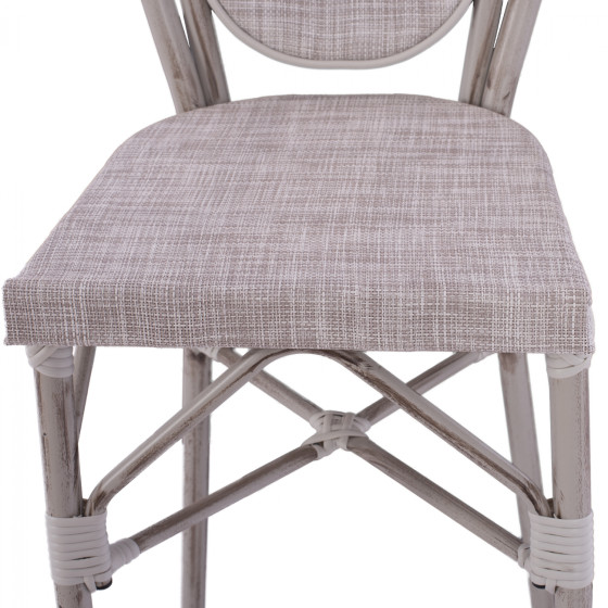 Stool Aluminum Bamboo Look White patina with textline HM5110 47x61x115cm