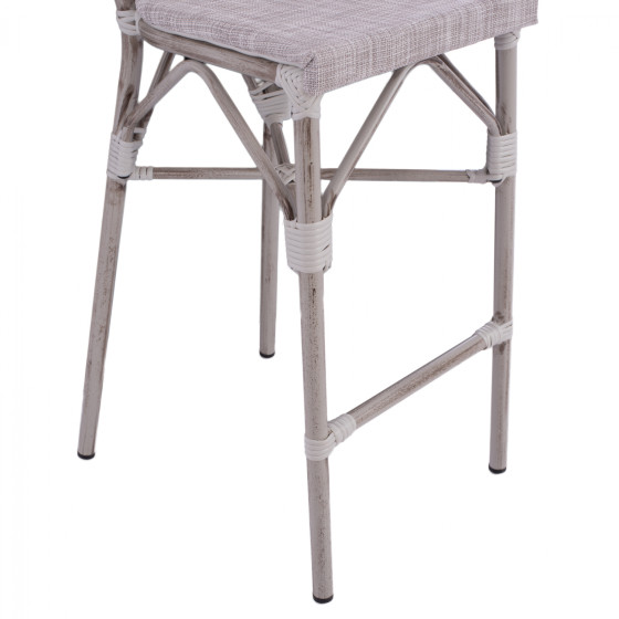 Stool Aluminum Bamboo Look White patina with textline HM5110 47x61x115cm