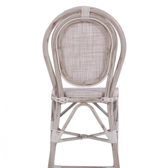 Stool Aluminum Bamboo Look White patina with textline HM5110 47x61x115cm