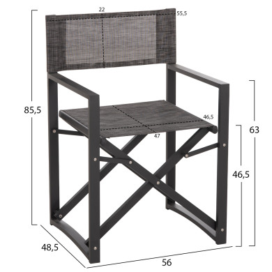 DIRECTOR'S CHAIR ALUMINUM DUPRE HM5094.01 GREY COLOR 57x48,5x85.5Hcm.