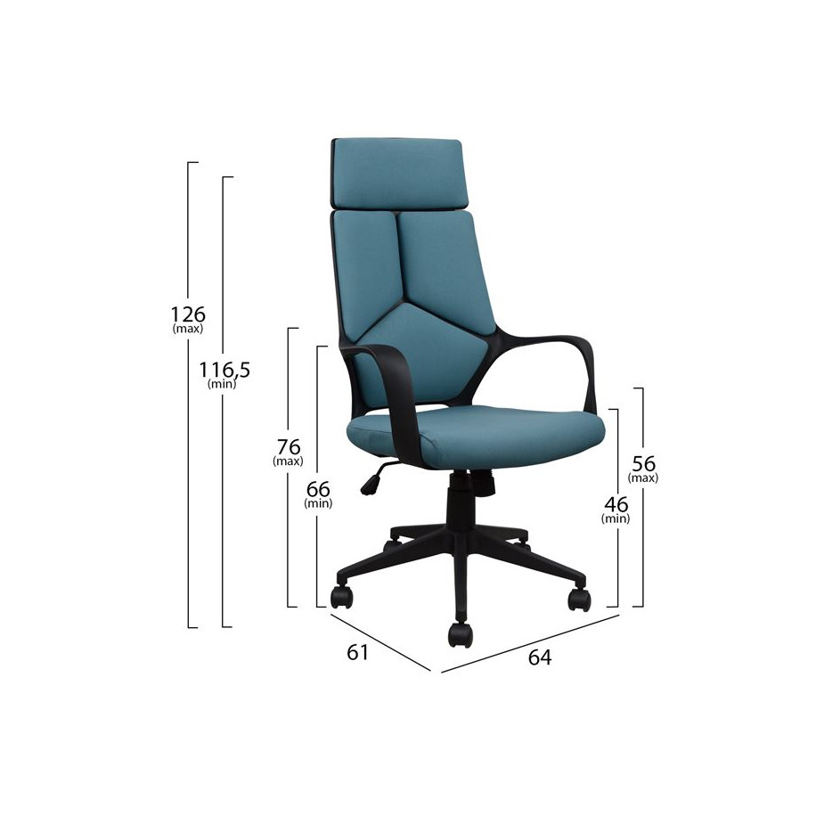 ΚΑΡΕΚΛΑ ΓΡΑΦΕΙΟΥ ANIVIA HM1054.06 ΓΚΡΙ ΣΙΕΛ & ΠΟΔΙ ΜΑΥΡΟ 64x61x126 εκ.