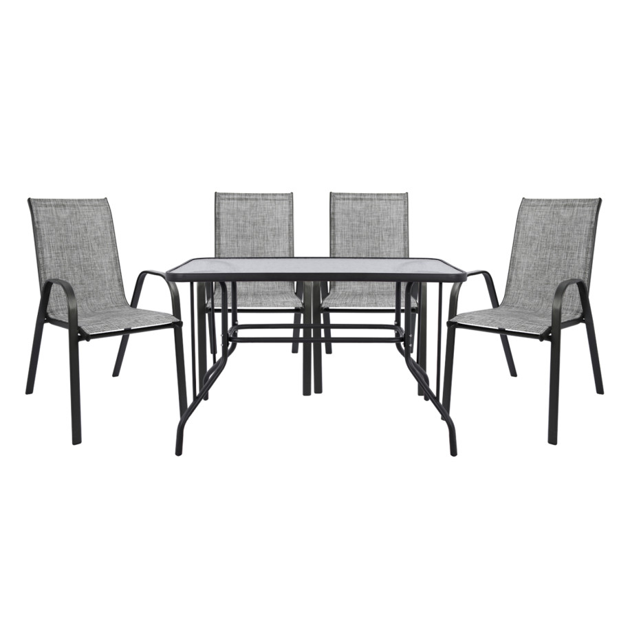 ΣΕΤ ΤΡΑΠΕΖΑΡΙΑΣ 5ΤΜΧ HM5193.01 ΜΕΤΑΛΛΙΚΗ ΜΕ 4 ΚΑΡΕΚΛΕΣ & ΤΡΑΠΕΖΙ 110x60 ΓΚΡΙ