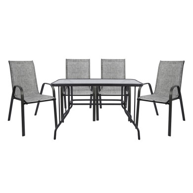 ΣΕΤ ΤΡΑΠΕΖΑΡΙΑΣ 5ΤΜΧ HM5193.01 ΜΕΤΑΛΛΙΚΗ ΜΕ 4 ΚΑΡΕΚΛΕΣ & ΤΡΑΠΕΖΙ 110x60 ΓΚΡΙ