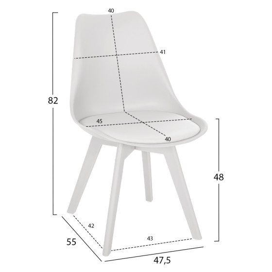 Chair Vegas HM0033.31 POLYPROPYLENE-PU-WHITE 47,5x55x82 cm