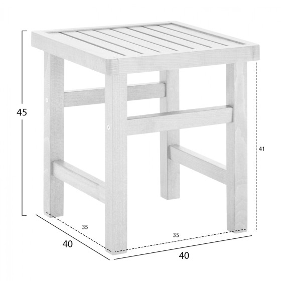 Stool-Table auxiliary White Soaking Koli 40X40X45cm HM289.01
