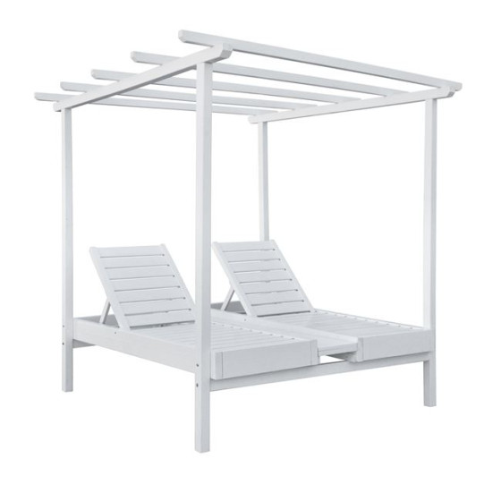 Sunbed Wooden Double Mykonos B' White with Top 205x167x212 cm HM5428