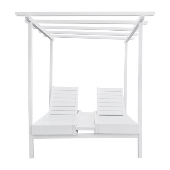 Sunbed Wooden Double Mykonos B' White with Top 205x167x212 cm HM5428
